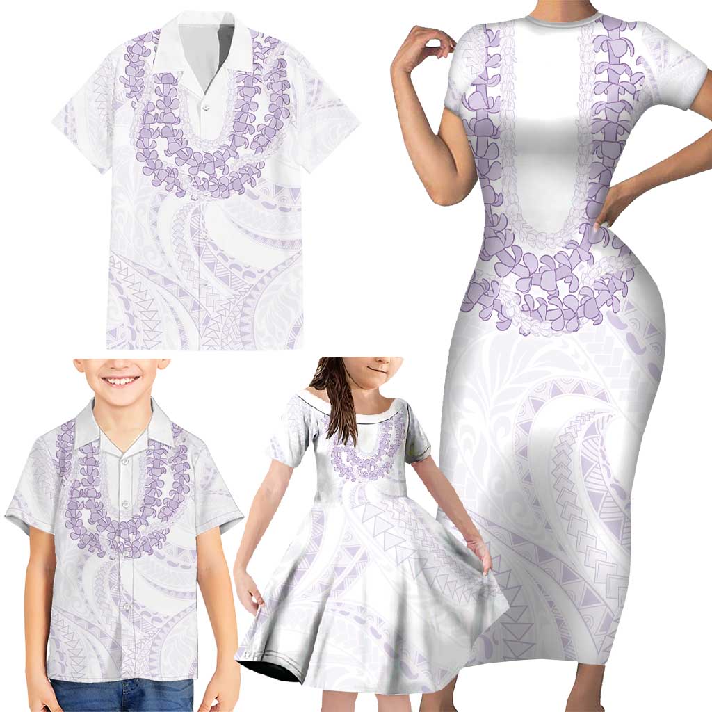 Aloha Lei Onaona Family Matching Short Sleeve Bodycon Dress and Hawaiian Shirt Purple Hawaiian Tribal Pattern LT9 - Polynesian Pride