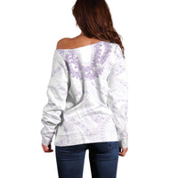 Aloha Lei Onaona Off Shoulder Sweater Purple Hawaiian Tribal Pattern