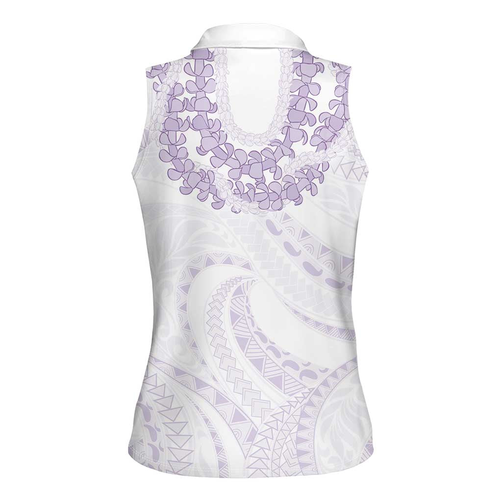 Aloha Lei Onaona Women Sleeveless Polo Shirt Purple Hawaiian Tribal Pattern LT9 - Polynesian Pride