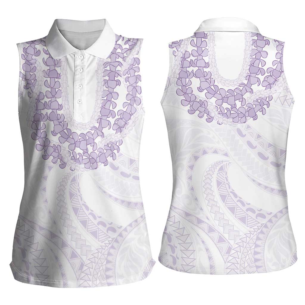 Aloha Lei Onaona Women Sleeveless Polo Shirt Purple Hawaiian Tribal Pattern LT9 - Polynesian Pride