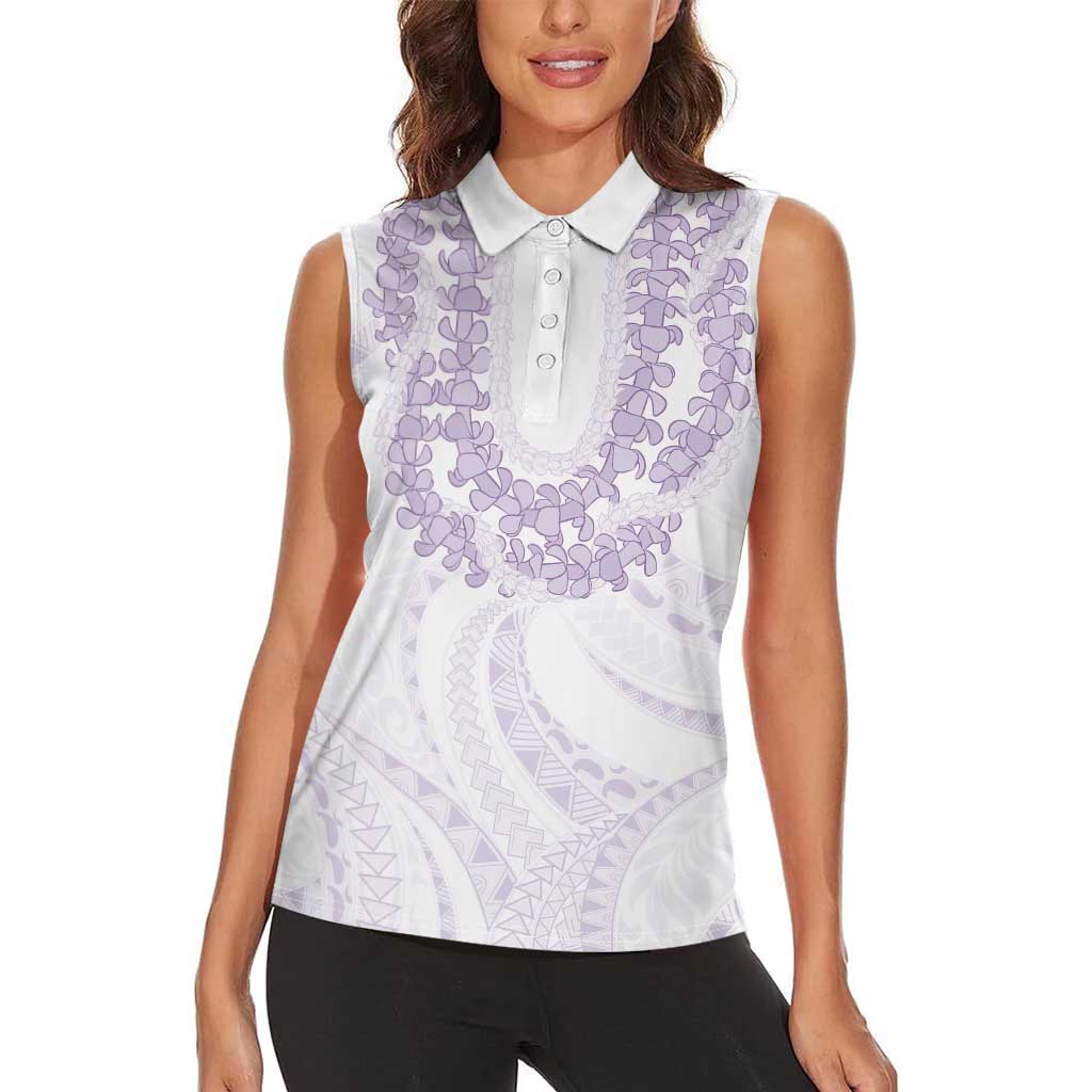 Aloha Lei Onaona Women Sleeveless Polo Shirt Purple Hawaiian Tribal Pattern LT9 - Polynesian Pride