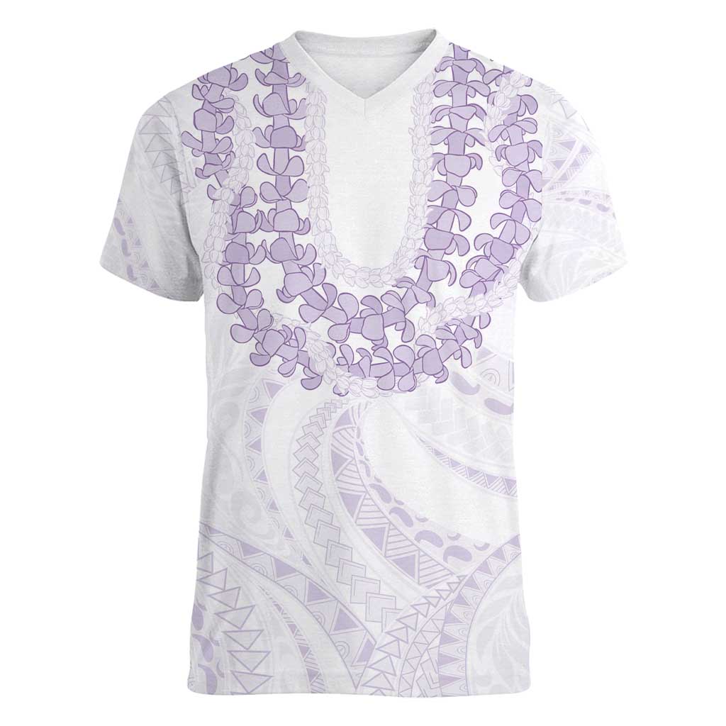 Aloha Lei Onaona Women V-Neck T-Shirt Purple Hawaiian Tribal Pattern LT9 Female Purple - Polynesian Pride