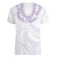 Aloha Lei Onaona Women V-Neck T-Shirt Purple Hawaiian Tribal Pattern LT9 - Polynesian Pride