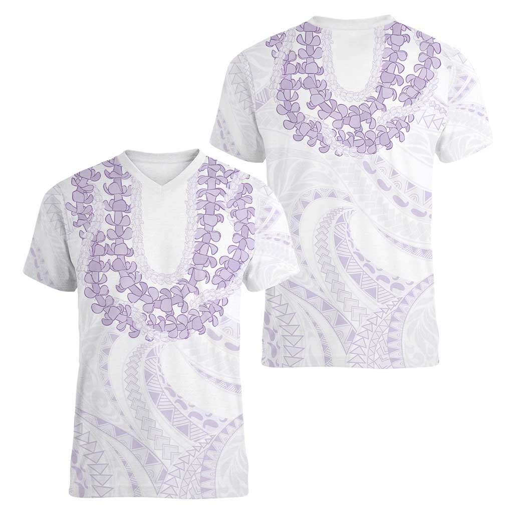 Aloha Lei Onaona Women V-Neck T-Shirt Purple Hawaiian Tribal Pattern LT9 - Polynesian Pride