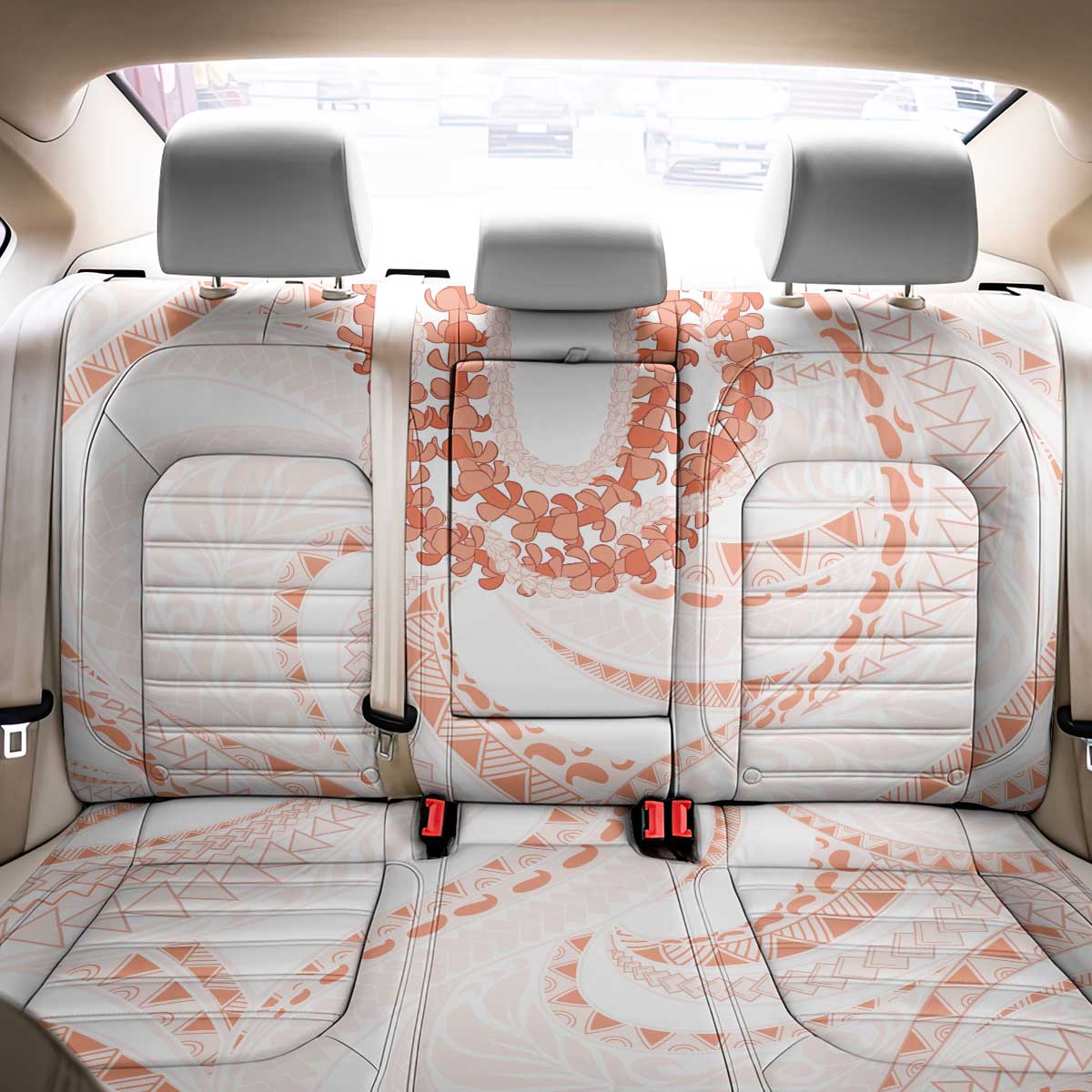 Aloha Lei Onaona Back Car Seat Cover Red Hawaiian Tribal Pattern