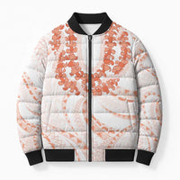 Aloha Lei Onaona Bomber Puffer Jacket Red Hawaiian Tribal Pattern - Polynesian Pride