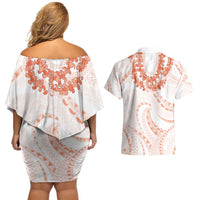 Aloha Lei Onaona Couples Matching Off Shoulder Short Dress and Hawaiian Shirt Red Hawaiian Tribal Pattern LT9 - Polynesian Pride