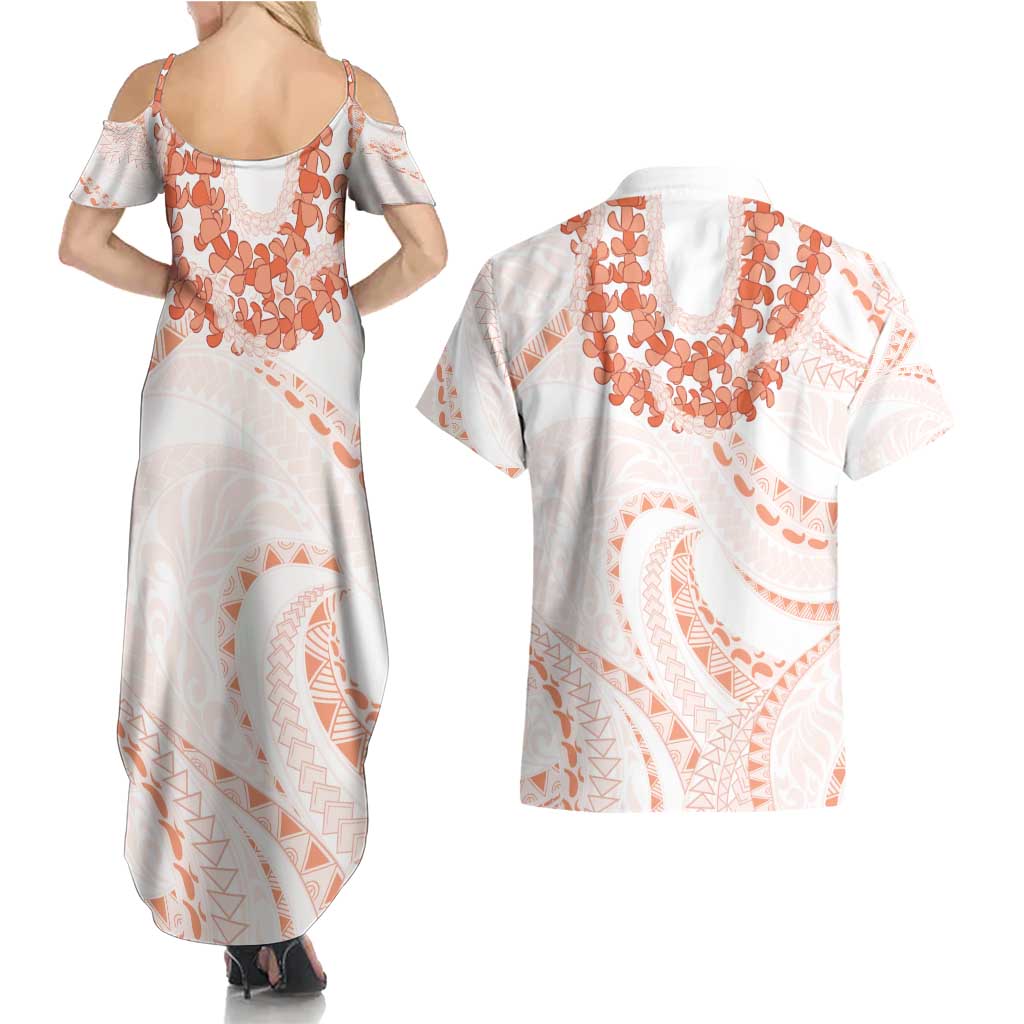 Aloha Lei Onaona Couples Matching Summer Maxi Dress and Hawaiian Shirt Red Hawaiian Tribal Pattern LT9 - Polynesian Pride