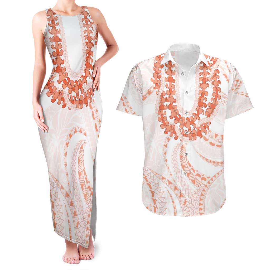 Aloha Lei Onaona Couples Matching Tank Maxi Dress and Hawaiian Shirt Red Hawaiian Tribal Pattern LT9 Red - Polynesian Pride