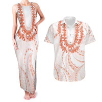 Aloha Lei Onaona Couples Matching Tank Maxi Dress and Hawaiian Shirt Red Hawaiian Tribal Pattern LT9 Red - Polynesian Pride