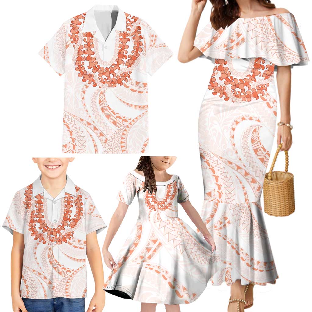Aloha Lei Onaona Family Matching Mermaid Dress and Hawaiian Shirt Red Hawaiian Tribal Pattern LT9 - Polynesian Pride