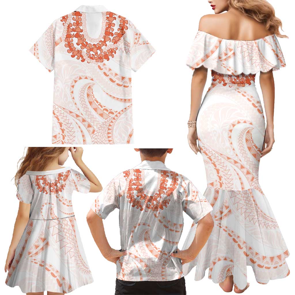 Aloha Lei Onaona Family Matching Mermaid Dress and Hawaiian Shirt Red Hawaiian Tribal Pattern LT9 - Polynesian Pride