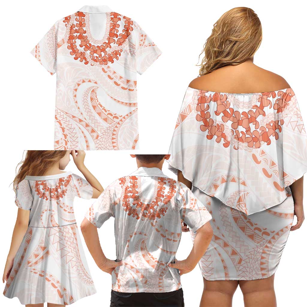 Aloha Lei Onaona Family Matching Off Shoulder Short Dress and Hawaiian Shirt Red Hawaiian Tribal Pattern LT9 - Polynesian Pride