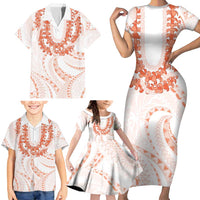 Aloha Lei Onaona Family Matching Short Sleeve Bodycon Dress and Hawaiian Shirt Red Hawaiian Tribal Pattern LT9 - Polynesian Pride