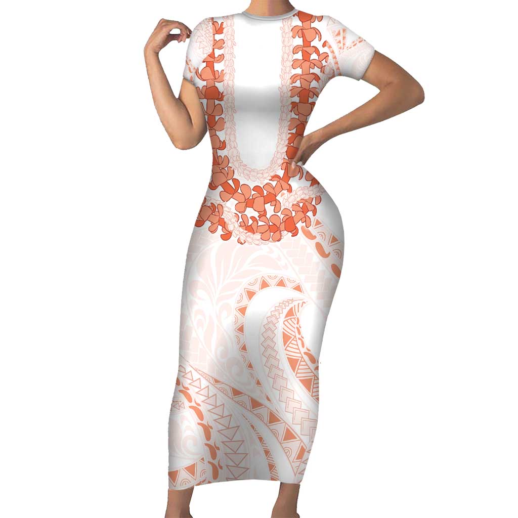 Aloha Lei Onaona Family Matching Short Sleeve Bodycon Dress and Hawaiian Shirt Red Hawaiian Tribal Pattern LT9 Mom's Dress Red - Polynesian Pride