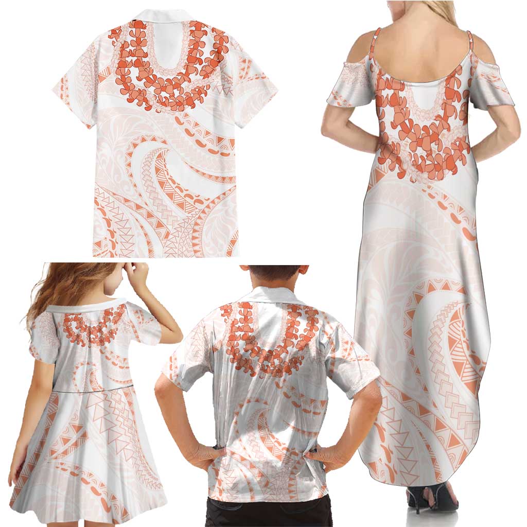Aloha Lei Onaona Family Matching Summer Maxi Dress and Hawaiian Shirt Red Hawaiian Tribal Pattern LT9 - Polynesian Pride