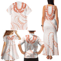 Aloha Lei Onaona Family Matching Tank Maxi Dress and Hawaiian Shirt Red Hawaiian Tribal Pattern LT9 - Polynesian Pride