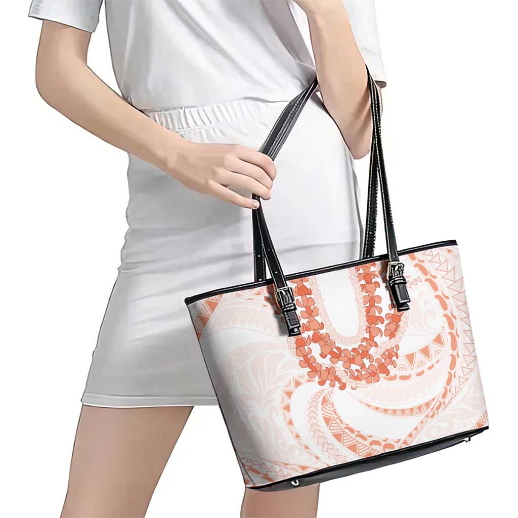 Aloha Lei Onaona Leather Tote Bag Red Hawaiian Tribal Pattern LT9 - Polynesian Pride
