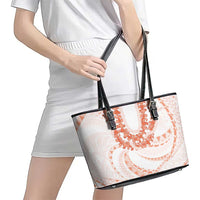 Aloha Lei Onaona Leather Tote Bag Red Hawaiian Tribal Pattern LT9 - Polynesian Pride