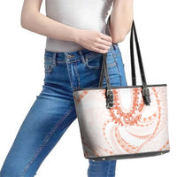 Aloha Lei Onaona Leather Tote Bag Red Hawaiian Tribal Pattern LT9 - Polynesian Pride