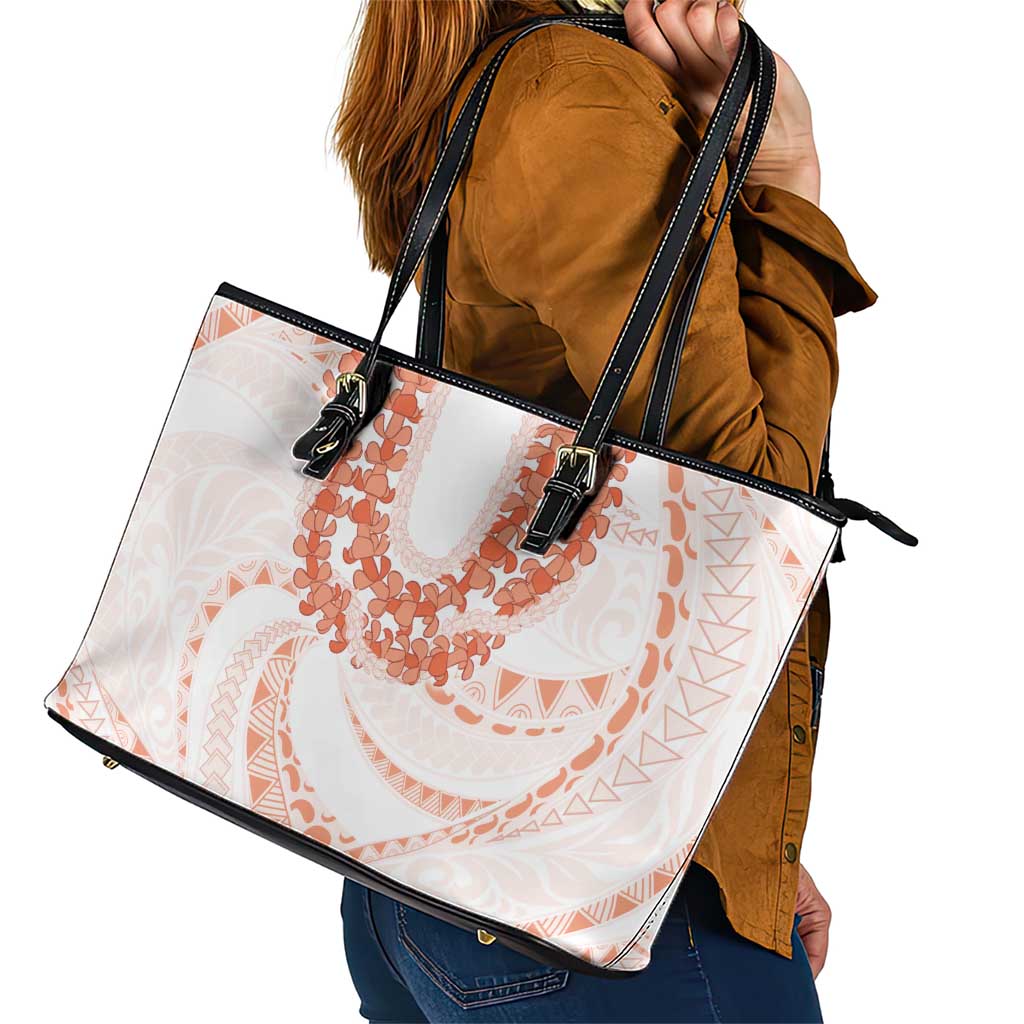 Aloha Lei Onaona Leather Tote Bag Red Hawaiian Tribal Pattern LT9 - Polynesian Pride