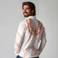 Aloha Lei Onaona Long Sleeve Polo Shirt Red Hawaiian Tribal Pattern