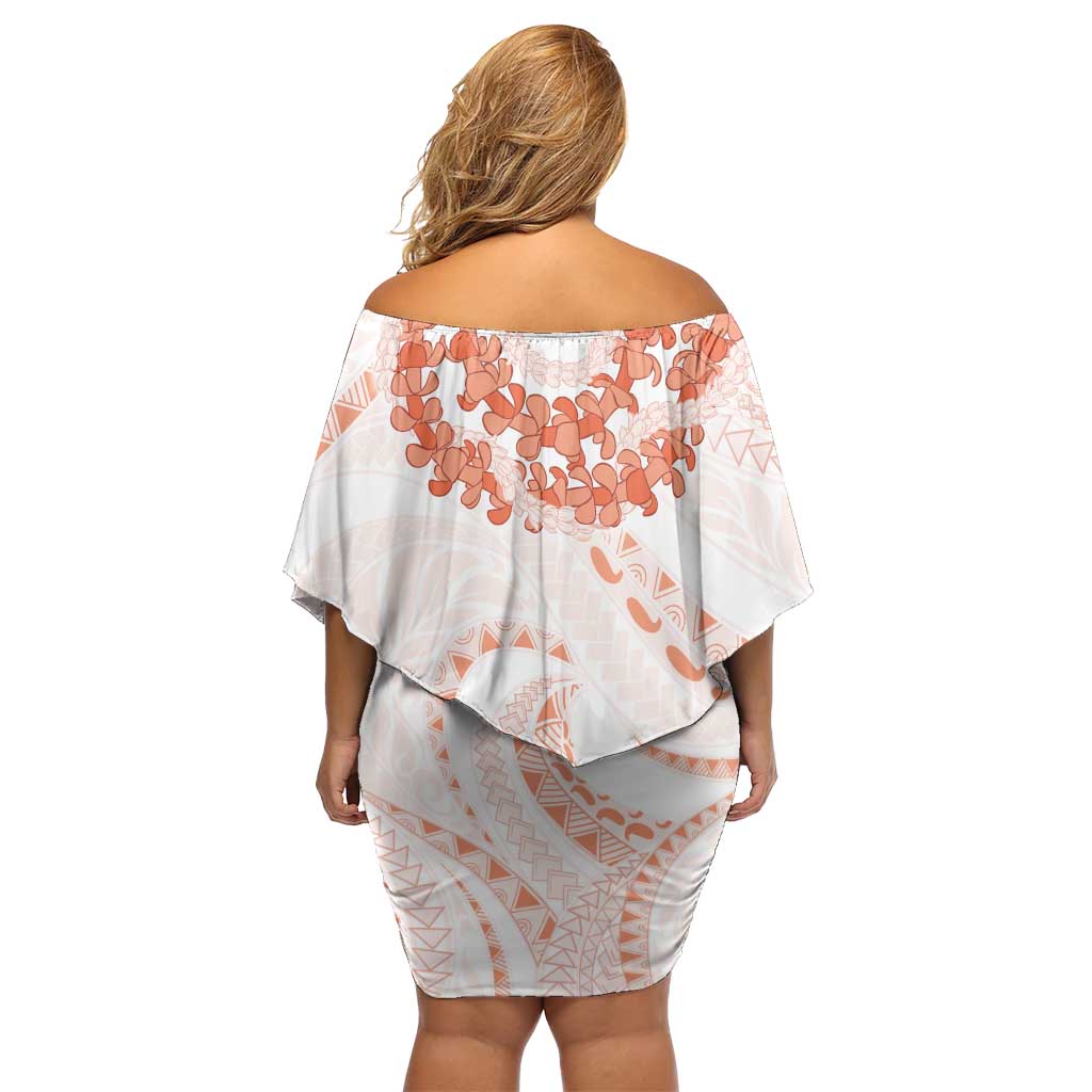 Aloha Lei Onaona Off Shoulder Short Dress Red Hawaiian Tribal Pattern