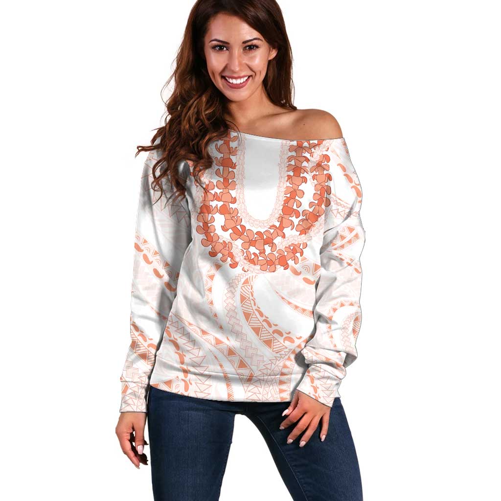 Aloha Lei Onaona Off Shoulder Sweater Red Hawaiian Tribal Pattern LT9 Women Red - Polynesian Pride