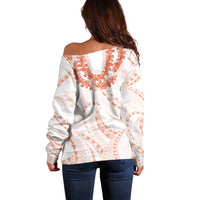 Aloha Lei Onaona Off Shoulder Sweater Red Hawaiian Tribal Pattern LT9 - Polynesian Pride