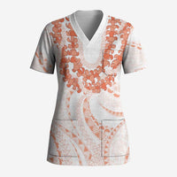 Aloha Lei Onaona Scrub Top Red Hawaiian Tribal Pattern - Polynesian Pride
