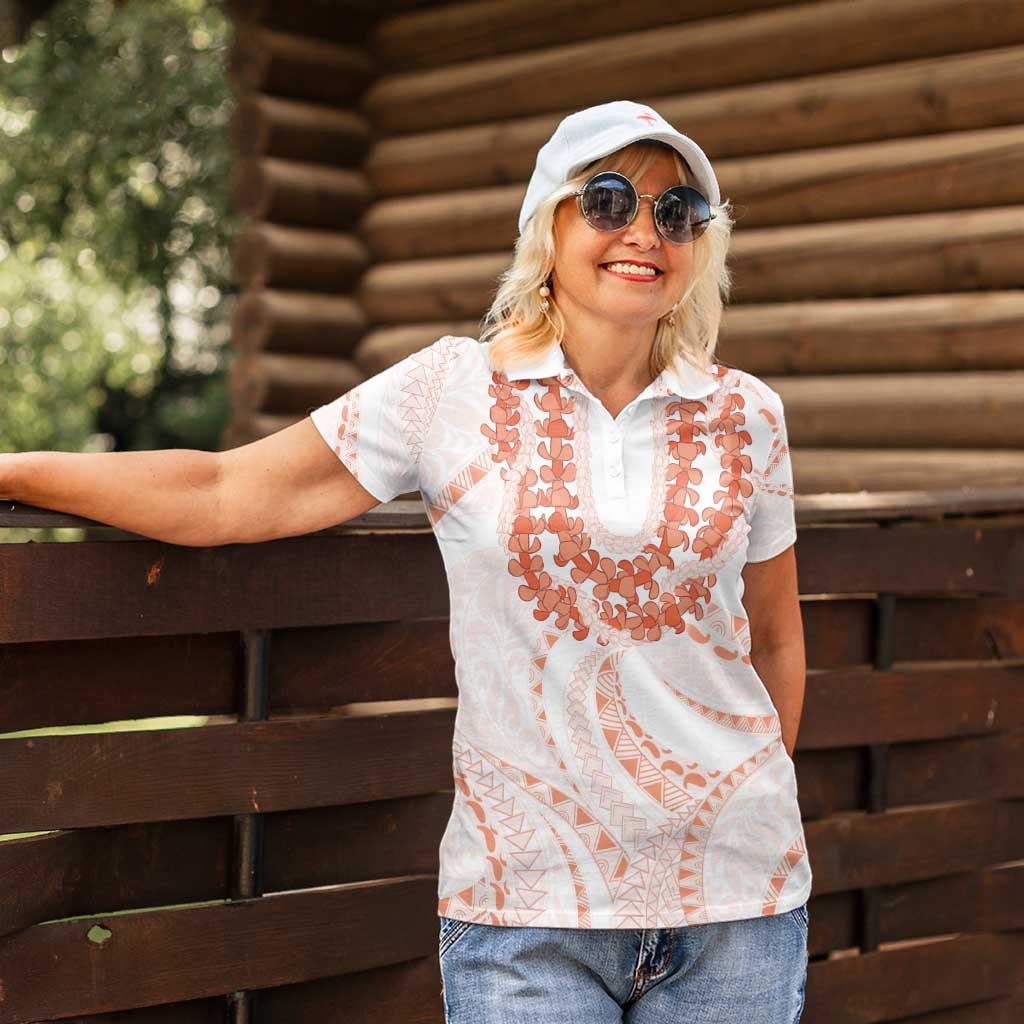 Aloha Lei Onaona Women Polo Shirt Red Hawaiian Tribal Pattern