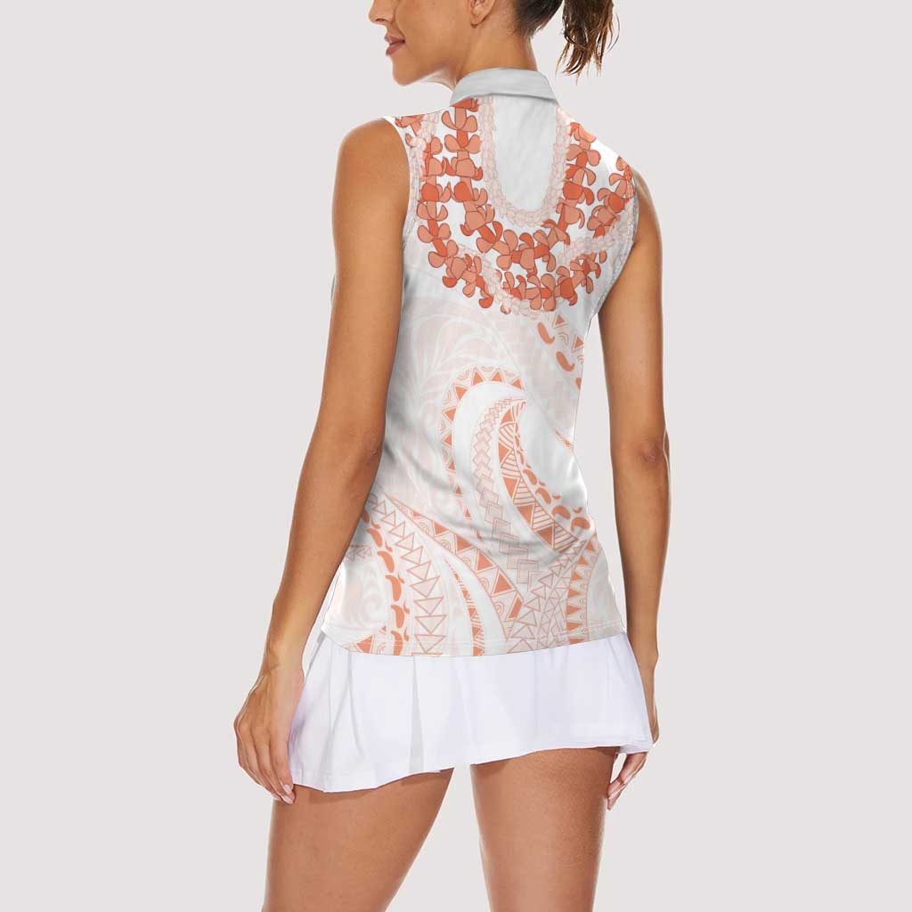 Aloha Lei Onaona Women Sleeveless Polo Shirt Red Hawaiian Tribal Pattern