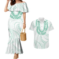 Aloha Lei Onaona Couples Matching Mermaid Dress and Hawaiian Shirt Sage Green Hawaiian Tribal Pattern LT9 Green - Polynesian Pride