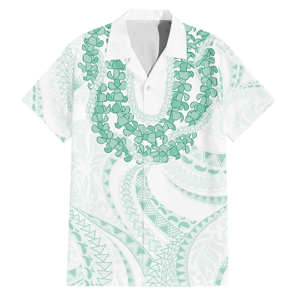 Aloha Lei Onaona Family Matching Mermaid Dress and Hawaiian Shirt Sage Green Hawaiian Tribal Pattern LT9 Dad's Shirt - Short Sleeve Green - Polynesian Pride