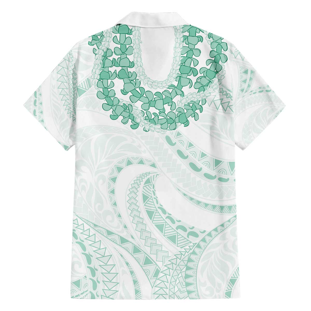 Aloha Lei Onaona Family Matching Off The Shoulder Long Sleeve Dress and Hawaiian Shirt Sage Green Hawaiian Tribal Pattern LT9 - Polynesian Pride