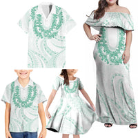 Aloha Lei Onaona Family Matching Off Shoulder Maxi Dress and Hawaiian Shirt Sage Green Hawaiian Tribal Pattern LT9 - Polynesian Pride