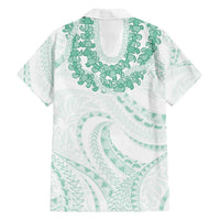 Aloha Lei Onaona Family Matching Off Shoulder Maxi Dress and Hawaiian Shirt Sage Green Hawaiian Tribal Pattern LT9 - Polynesian Pride