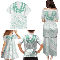 Aloha Lei Onaona Family Matching Puletasi and Hawaiian Shirt Sage Green Hawaiian Tribal Pattern LT9 - Polynesian Pride