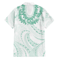 Aloha Lei Onaona Family Matching Short Sleeve Bodycon Dress and Hawaiian Shirt Sage Green Hawaiian Tribal Pattern LT9 - Polynesian Pride