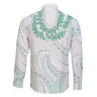 Aloha Lei Onaona Family Matching Short Sleeve Bodycon Dress and Hawaiian Shirt Sage Green Hawaiian Tribal Pattern LT9 - Polynesian Pride