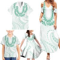 Aloha Lei Onaona Family Matching Summer Maxi Dress and Hawaiian Shirt Sage Green Hawaiian Tribal Pattern LT9 - Polynesian Pride