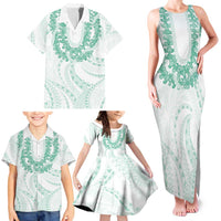 Aloha Lei Onaona Family Matching Tank Maxi Dress and Hawaiian Shirt Sage Green Hawaiian Tribal Pattern LT9 - Polynesian Pride