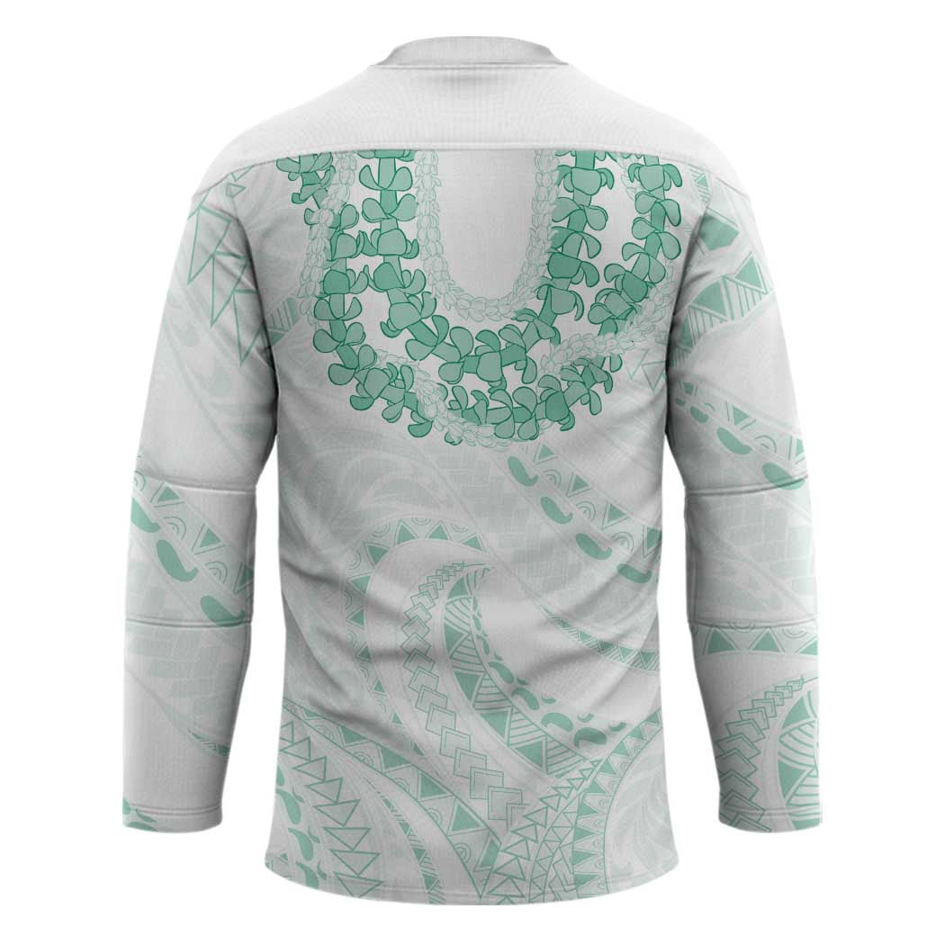 Aloha Lei Onaona Hockey Jersey Sage Green Hawaiian Tribal Pattern - Polynesian Pride