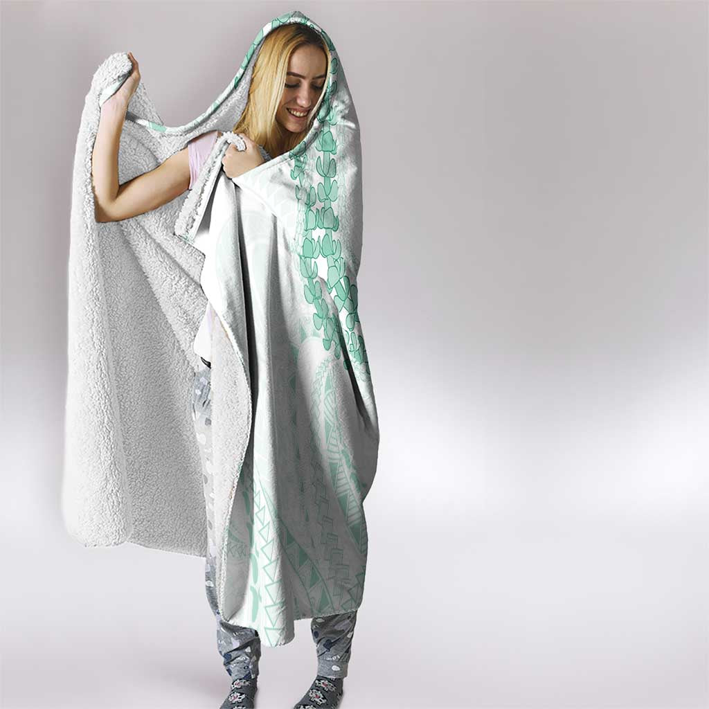 Aloha Lei Onaona Hooded Blanket Sage Green Hawaiian Tribal Pattern