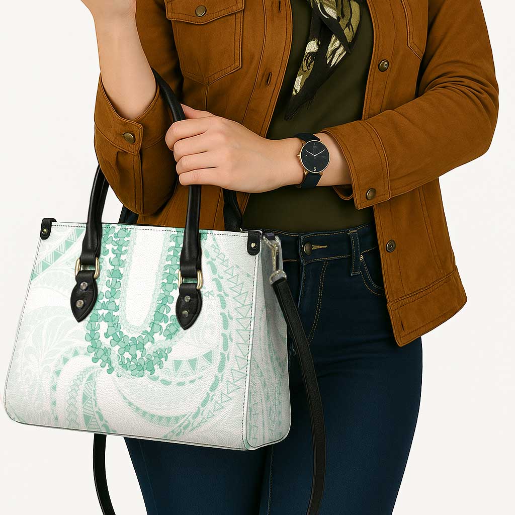 Aloha Lei Onaona Leather Bag Sage Green Hawaiian Tribal Pattern - Polynesian Pride