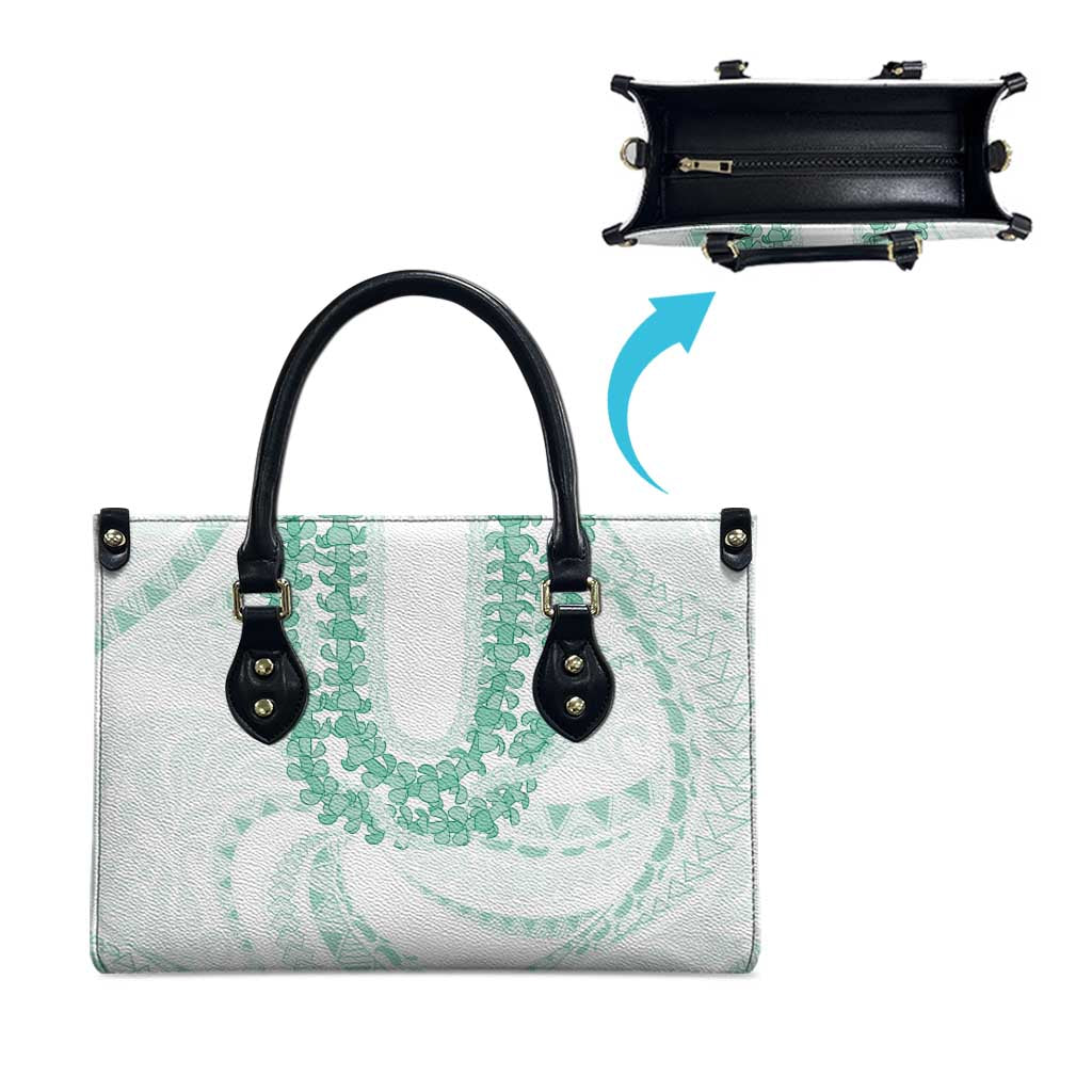 Aloha Lei Onaona Leather Bag Sage Green Hawaiian Tribal Pattern - Polynesian Pride