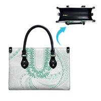 Aloha Lei Onaona Leather Bag Sage Green Hawaiian Tribal Pattern - Polynesian Pride