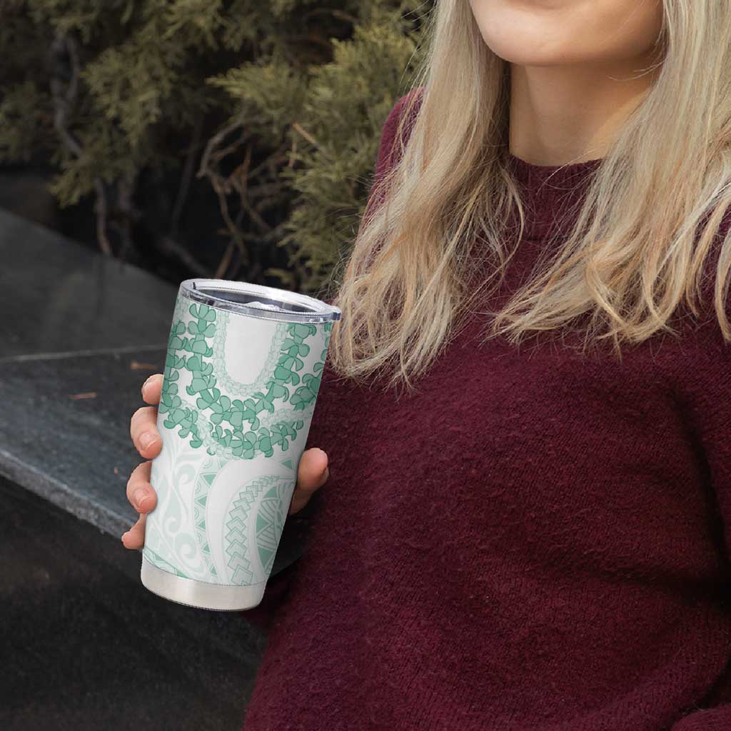Aloha Lei Onaona Tumbler Cup Sage Green Hawaiian Tribal Pattern