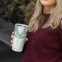 Aloha Lei Onaona Tumbler Cup Sage Green Hawaiian Tribal Pattern