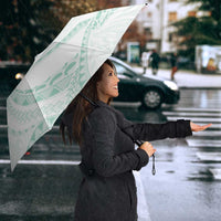 Aloha Lei Onaona Umbrella Sage Green Hawaiian Tribal Pattern - Polynesian Pride